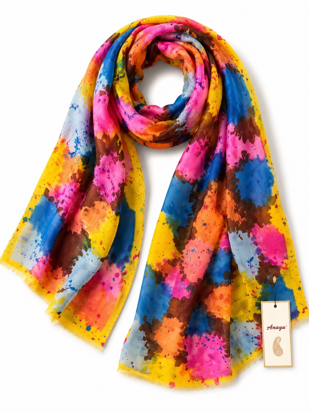 Colorful Watercolor Splash Scarf - Multicolor